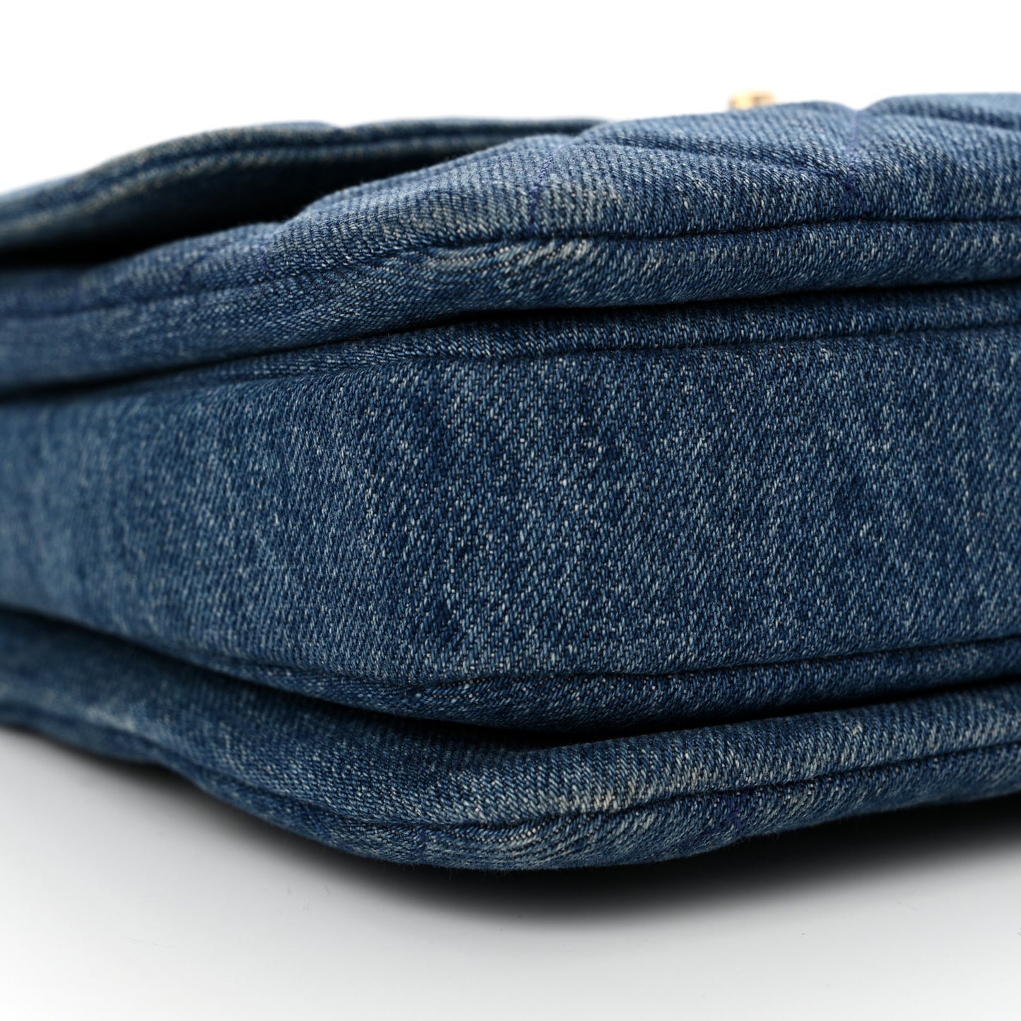 Denim Quilted Small Trendy CC Flap Dual Handle Bag Blue