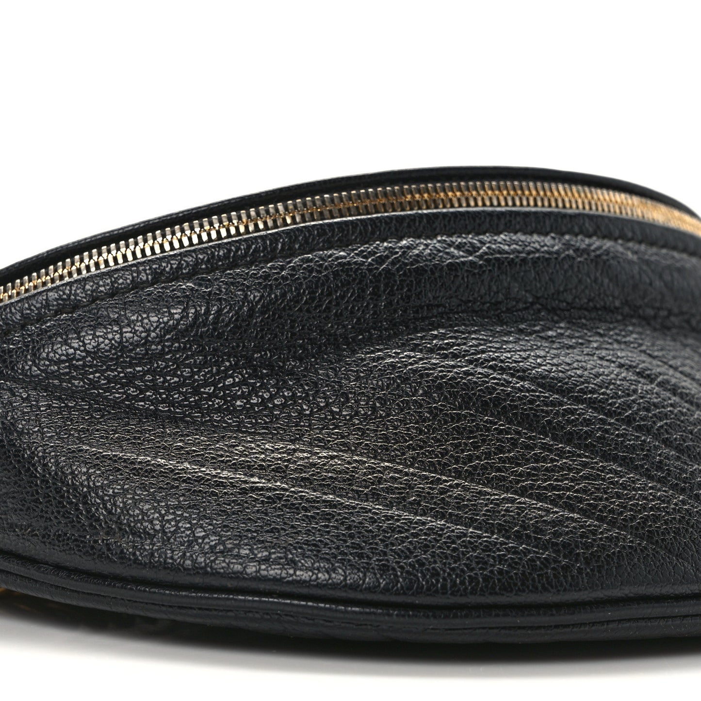 Shiny Goatskin Allover Logo Embossed XXS Souvenir Belt Bag Black