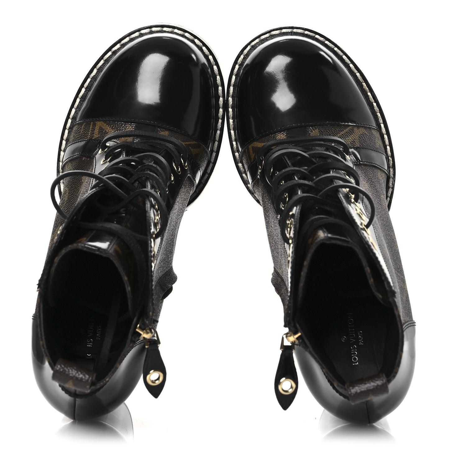 Patent Calfskin Monogram Star Trail Ankle Boots 41 Black