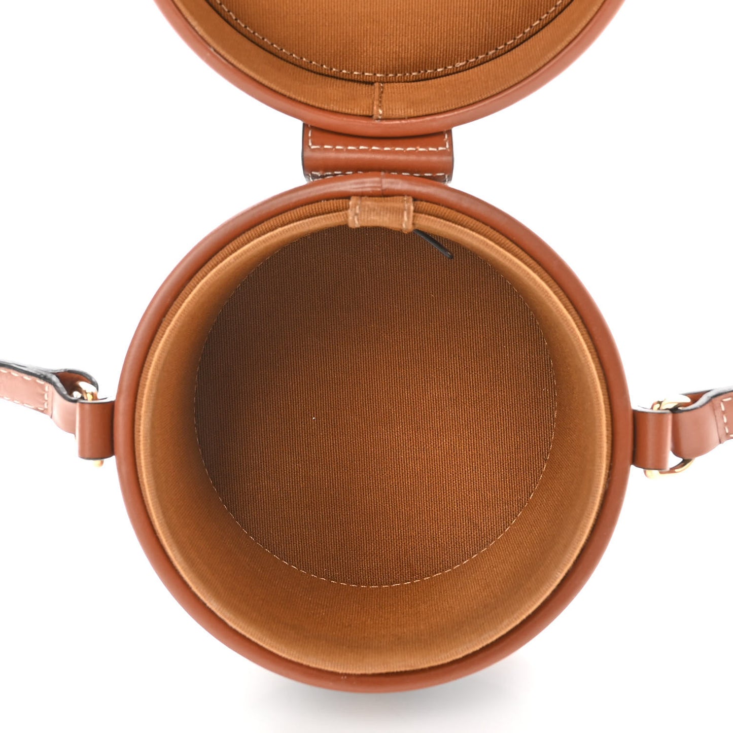 Calfskin Triomphe Canvas Medium Tambour Bag Tan