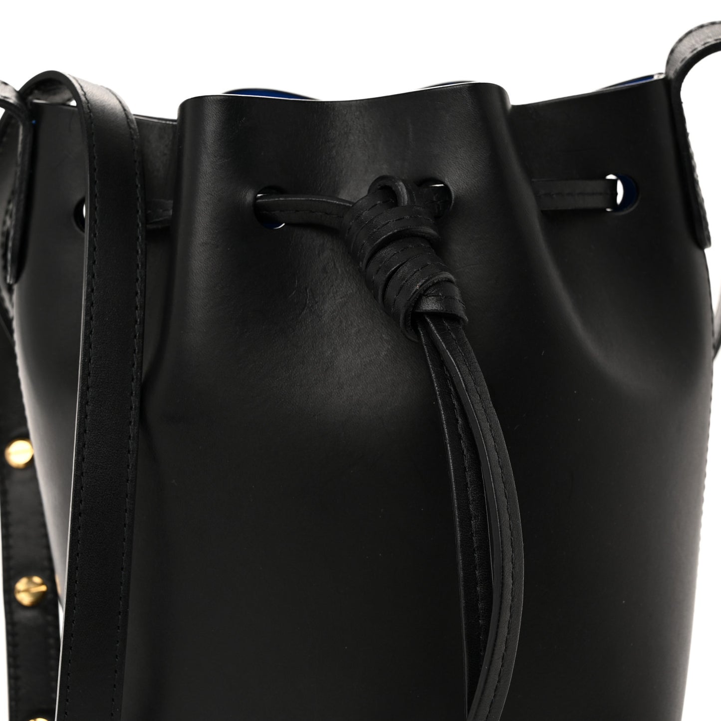 Calfskin Mini Mini Bucket Bag Black Royal Blu