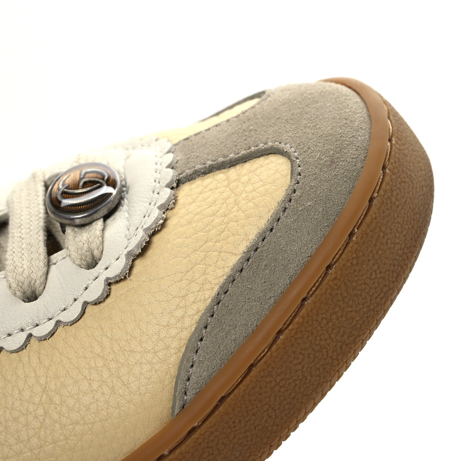 Gucci Calfskin Suede Web Womens G74 Sneakers 35.5 Oatmeal Burro New Mystic White 11 of 13
