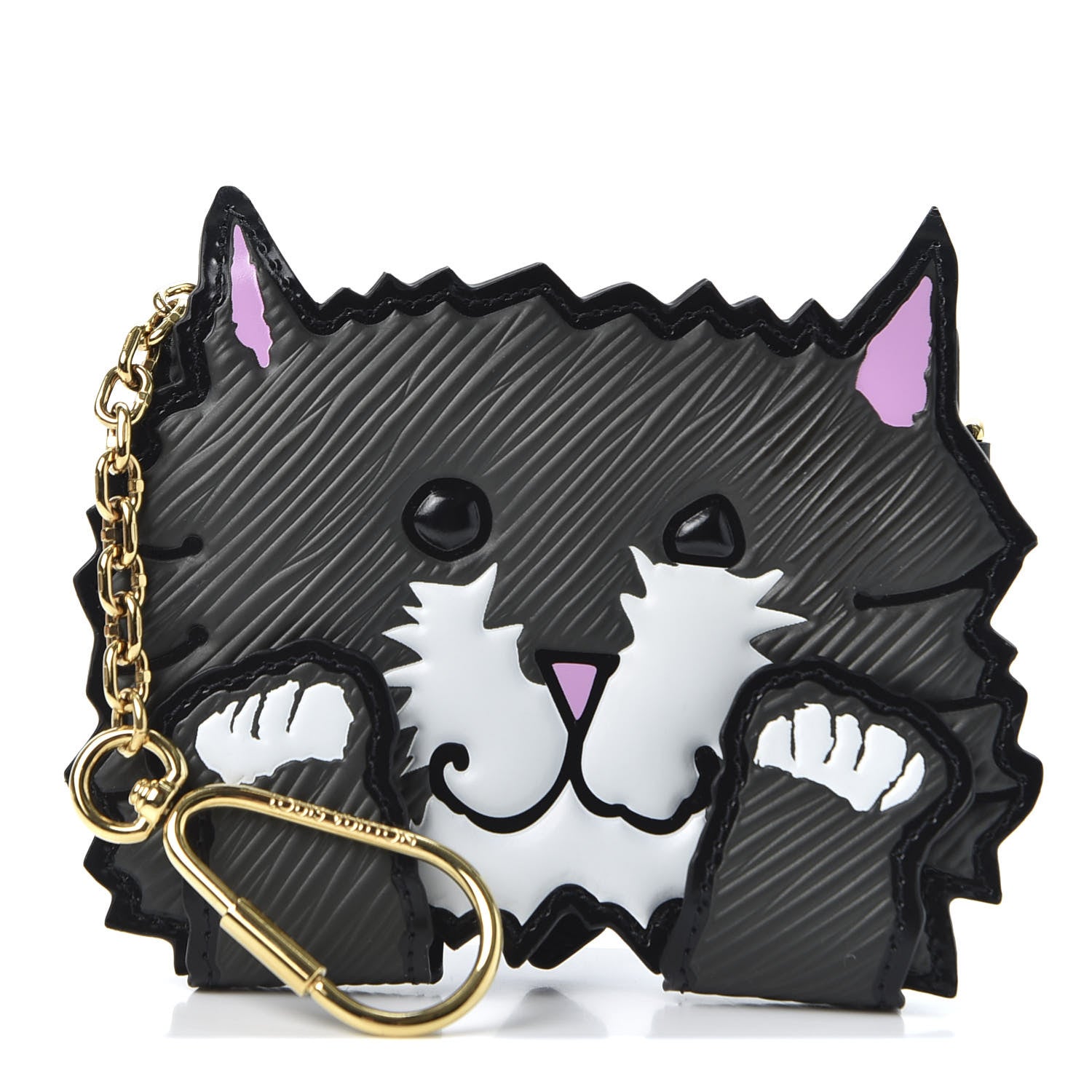 Louis Vuitton Epi Catogram Calfskin Cat Card Holder Black 585652