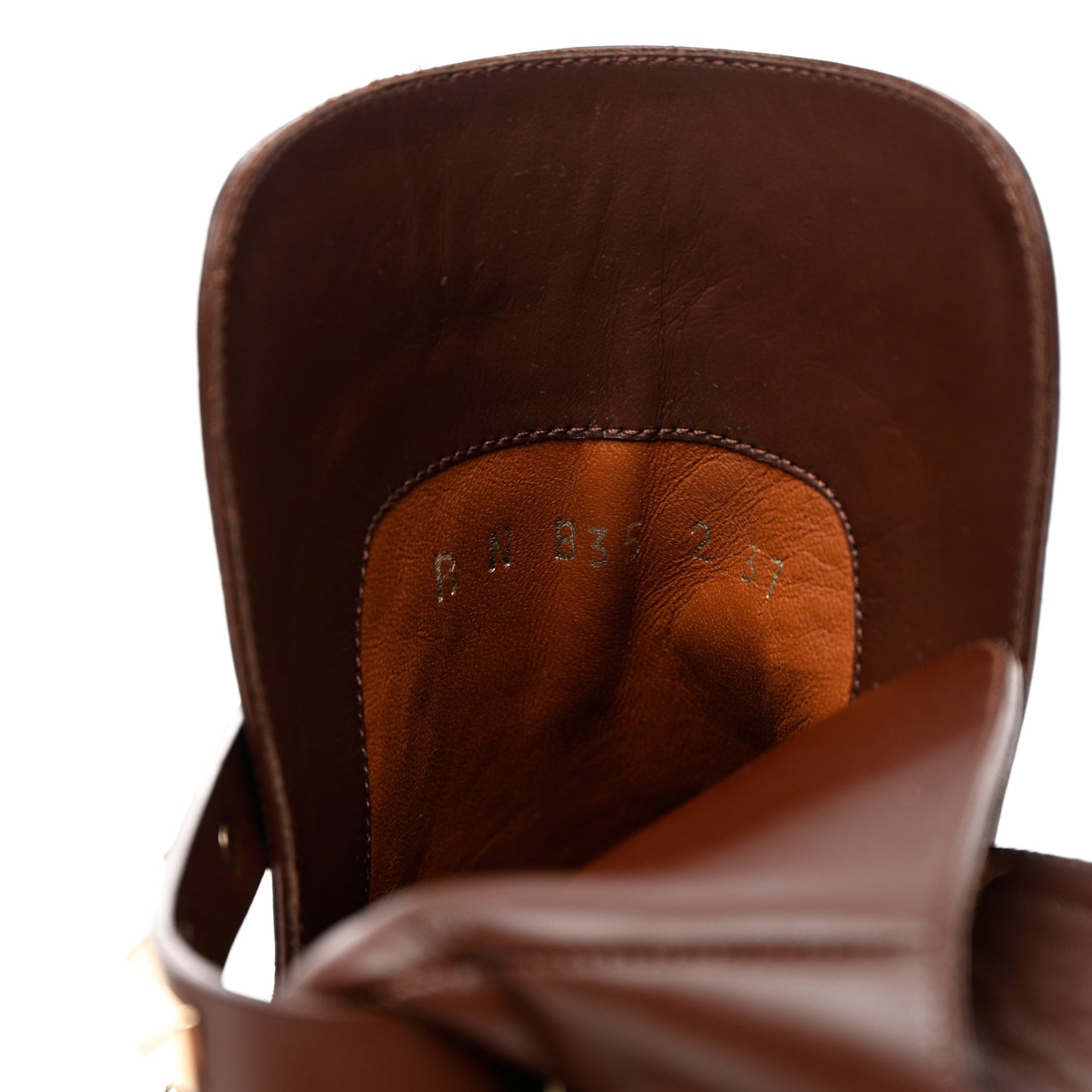 Calfskin Rockstud Buckle Ankle Boots 37 Light Brown