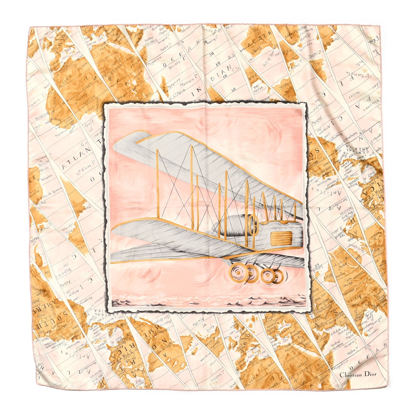 Silk Travel Square Scarf Pink Multicolor