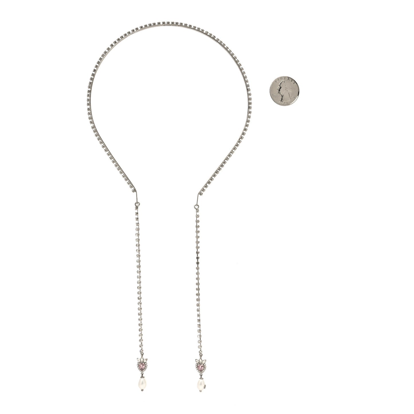 Metal Crystal Pearl Heart Hairband Silver