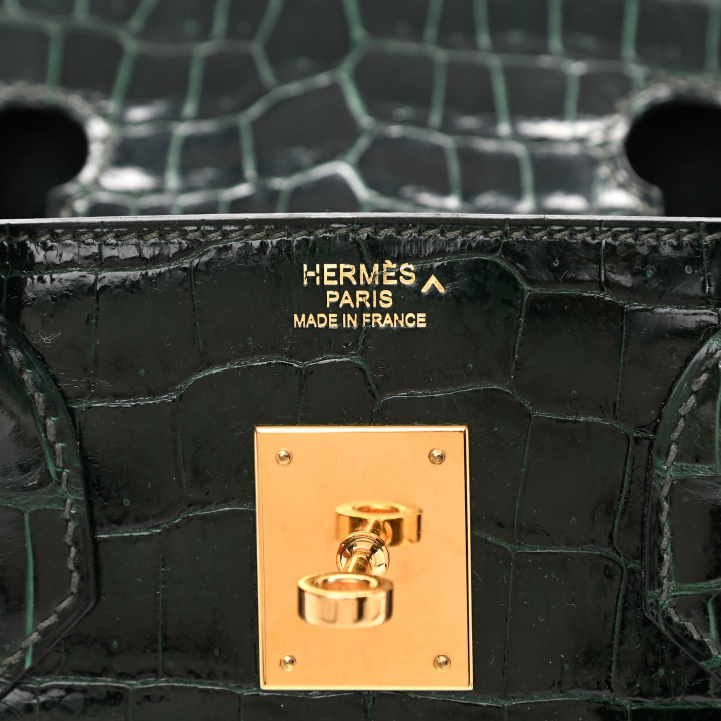 Shiny Porosus Crocodile Birkin 30 Vert Fonce
