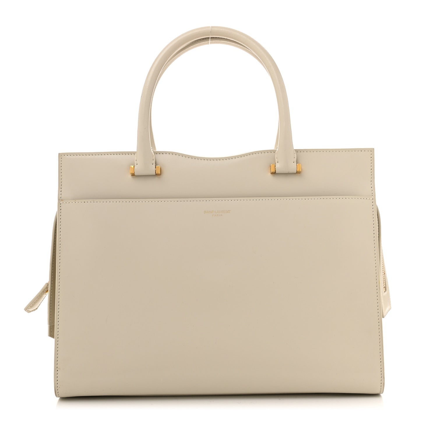 Shiny Calfskin Medium Uptown Tote White