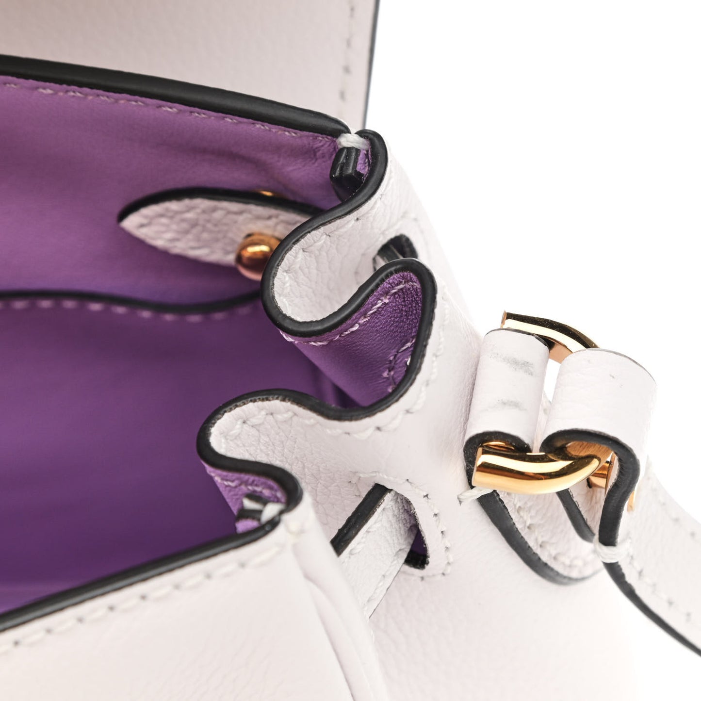 Grained Calfskin Small La Medusa Top Handle Bag White