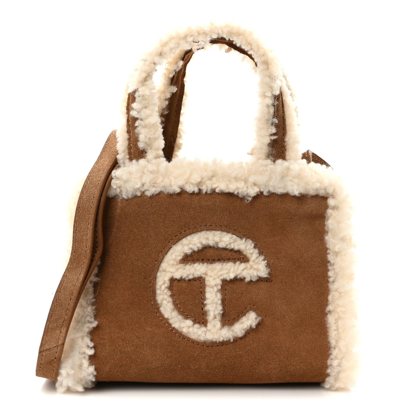 X UGG Suede shearling Small Shopping Bag Chestnut