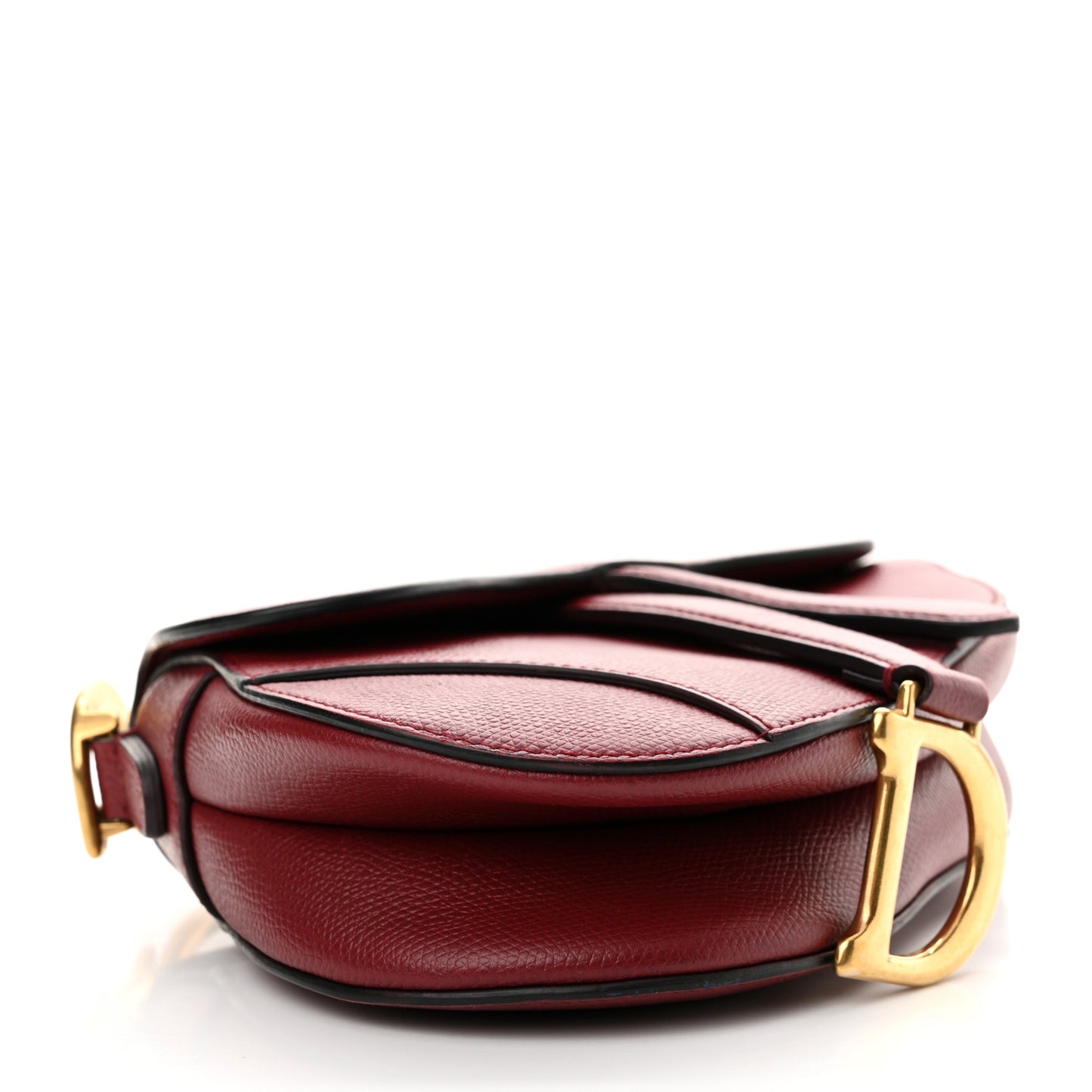 Grained Calfskin Mini Saddle Bag Red