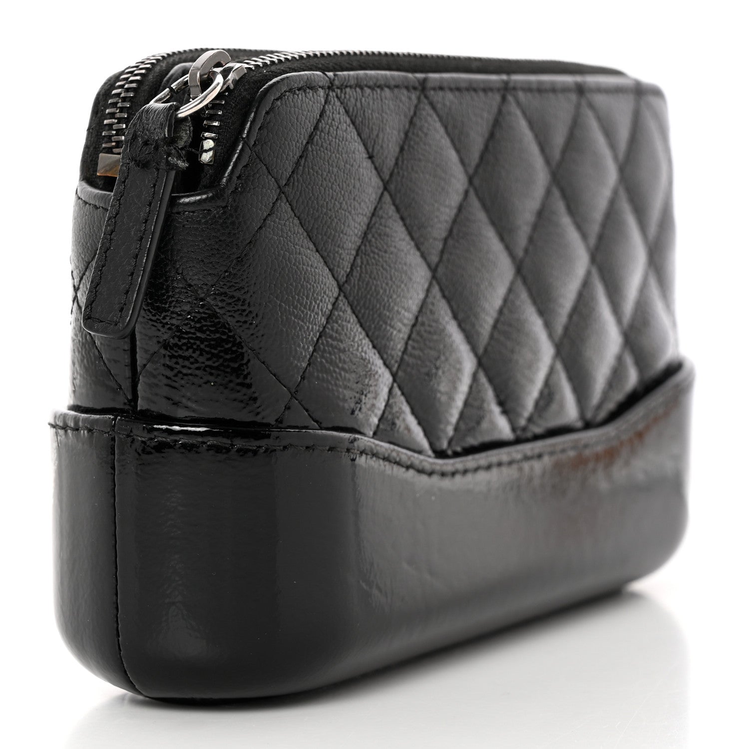 Chanel Patent Goatskin Quilted Small Gabrielle Clutch Black 4 of 11