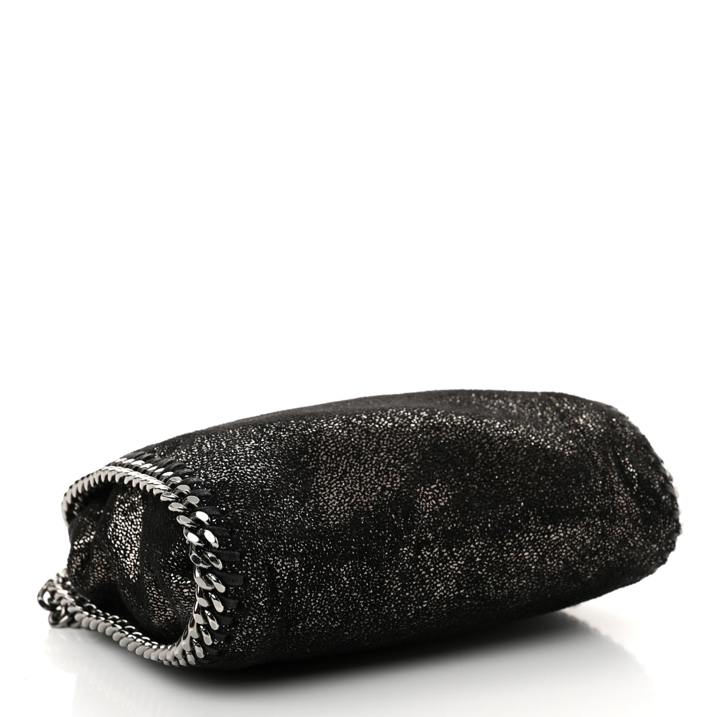 Chamois Shiny Dotted Tiny Falabella Fold Over Tote Ruthenium