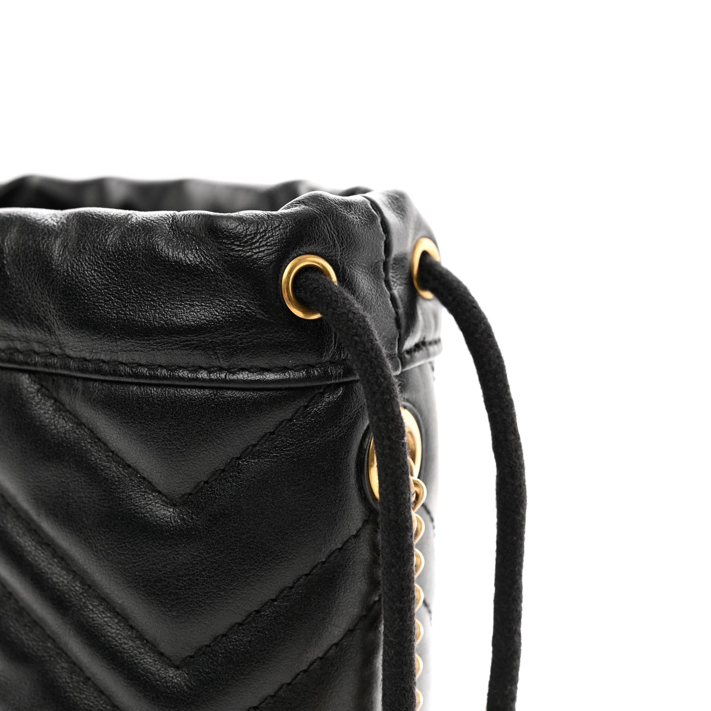 Calfskin Matelasse Mini GG Marmont 2.0 Bucket Bag Black