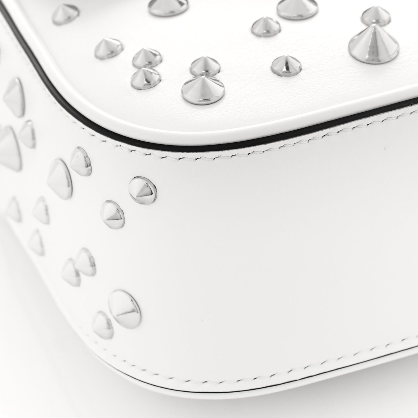 Grained Calfskin Spiked Mini La Medusa Bag White