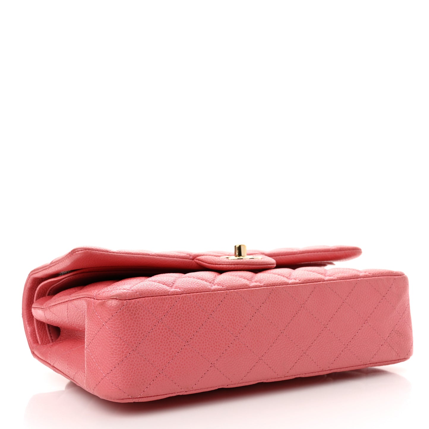 Iridescent Caviar Quilted Medium Double Flap Dark Pink