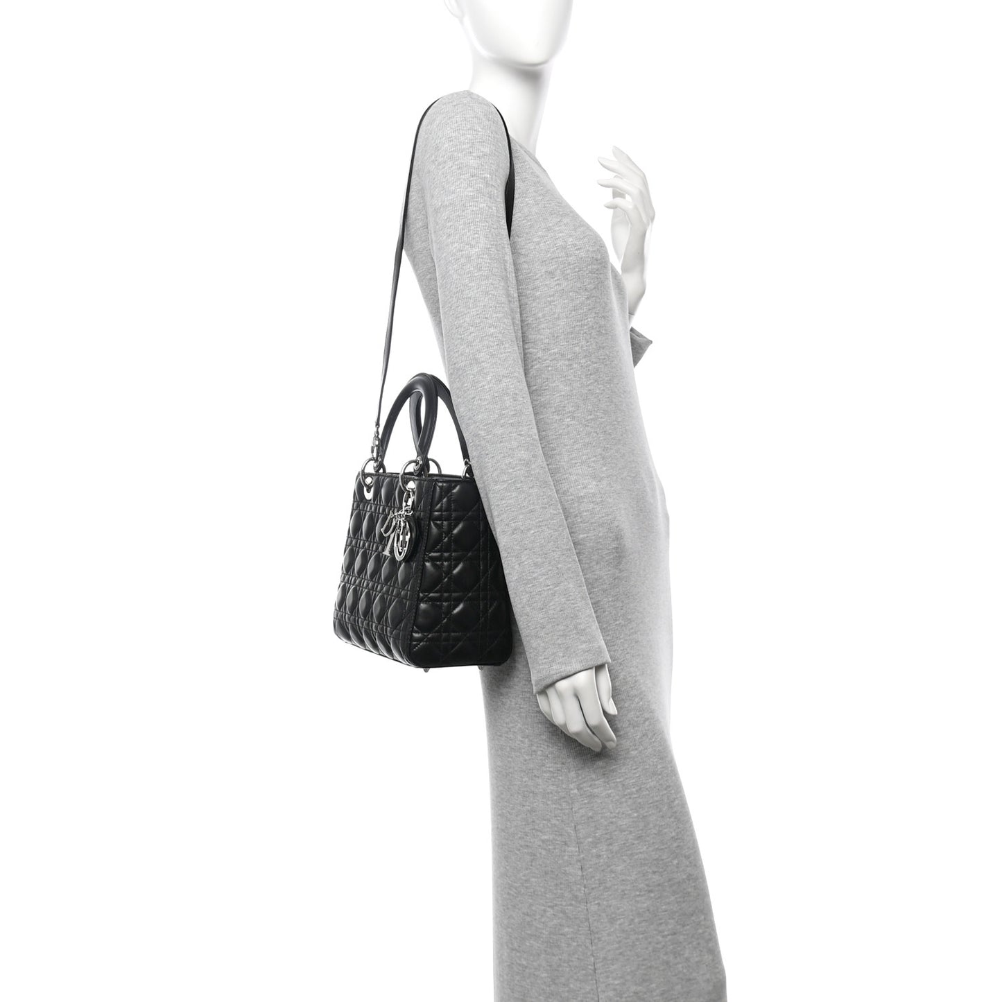 Lambskin Cannage Medium Lady Dior Black