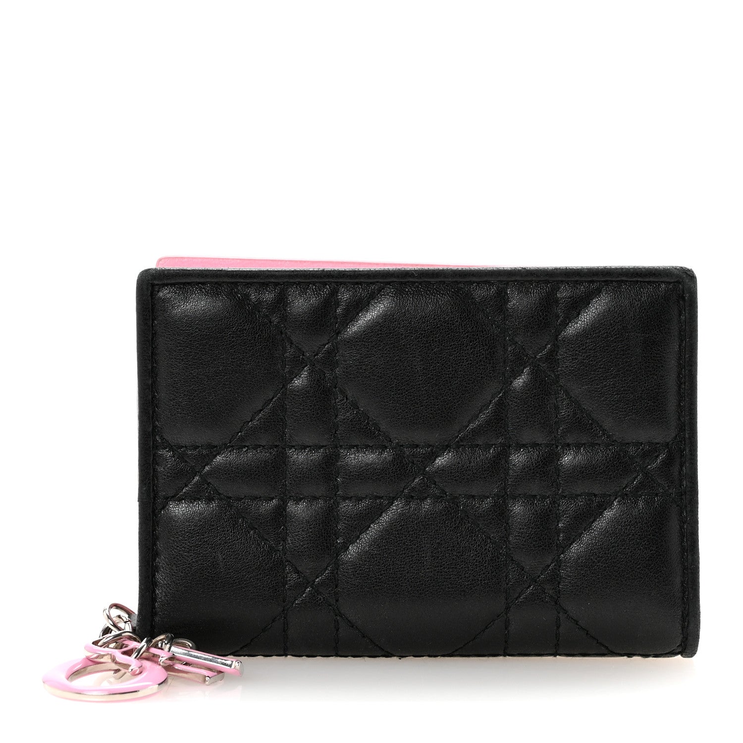 Christian Dior Lambskin Cannage Bi-Color Small Lady Dior Flap Card