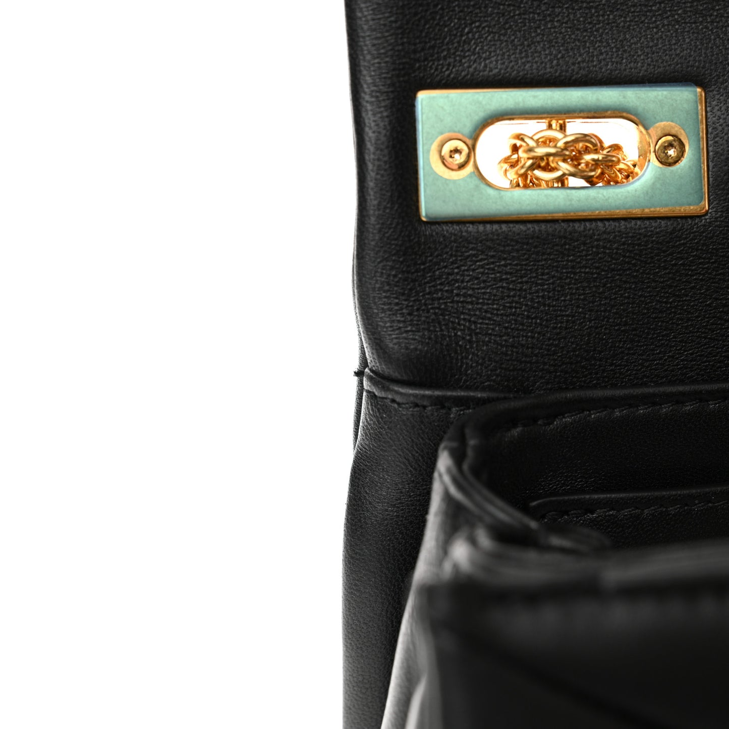 Nappa One Stud Chain Clutch Black