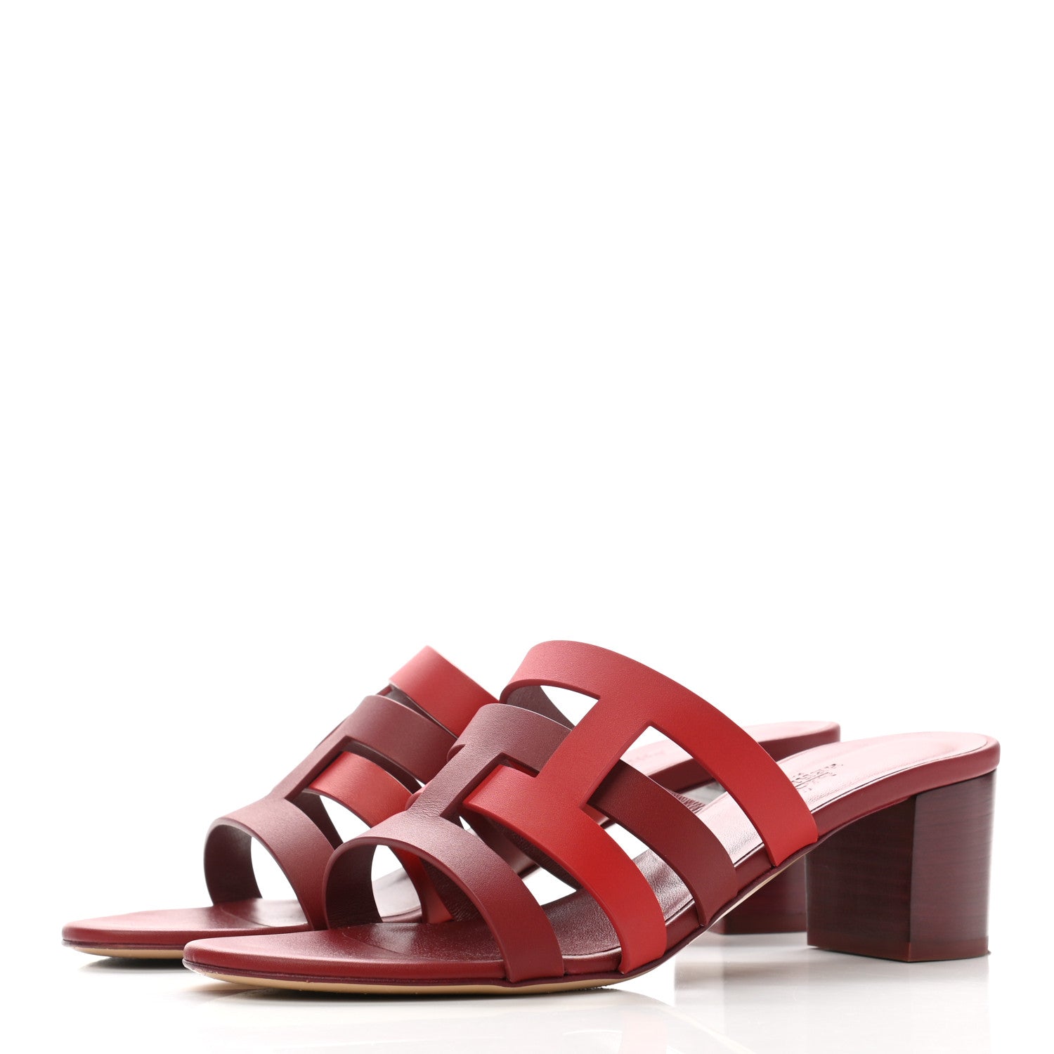 Hermes Calfskin Amica Sandals 38.5 Rouge Grenat Orange Solaire 3 of 10