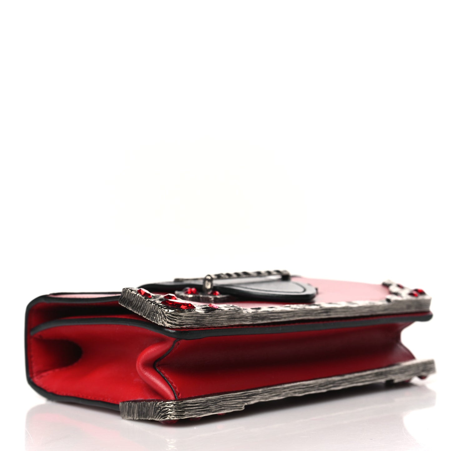 City Calfskin Saffiano Crystal Cahier Bag Fuoco Black