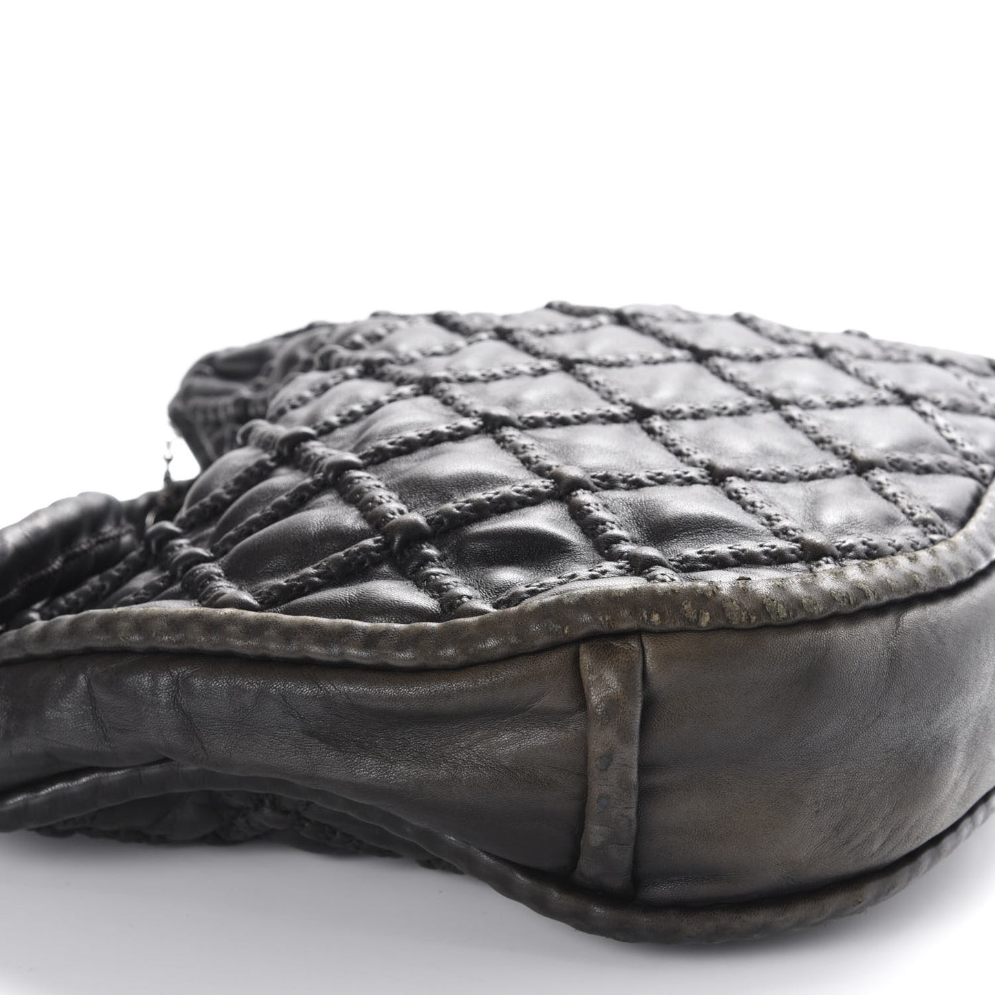 Quilted Lambskin Hidden Chain Hobo Black