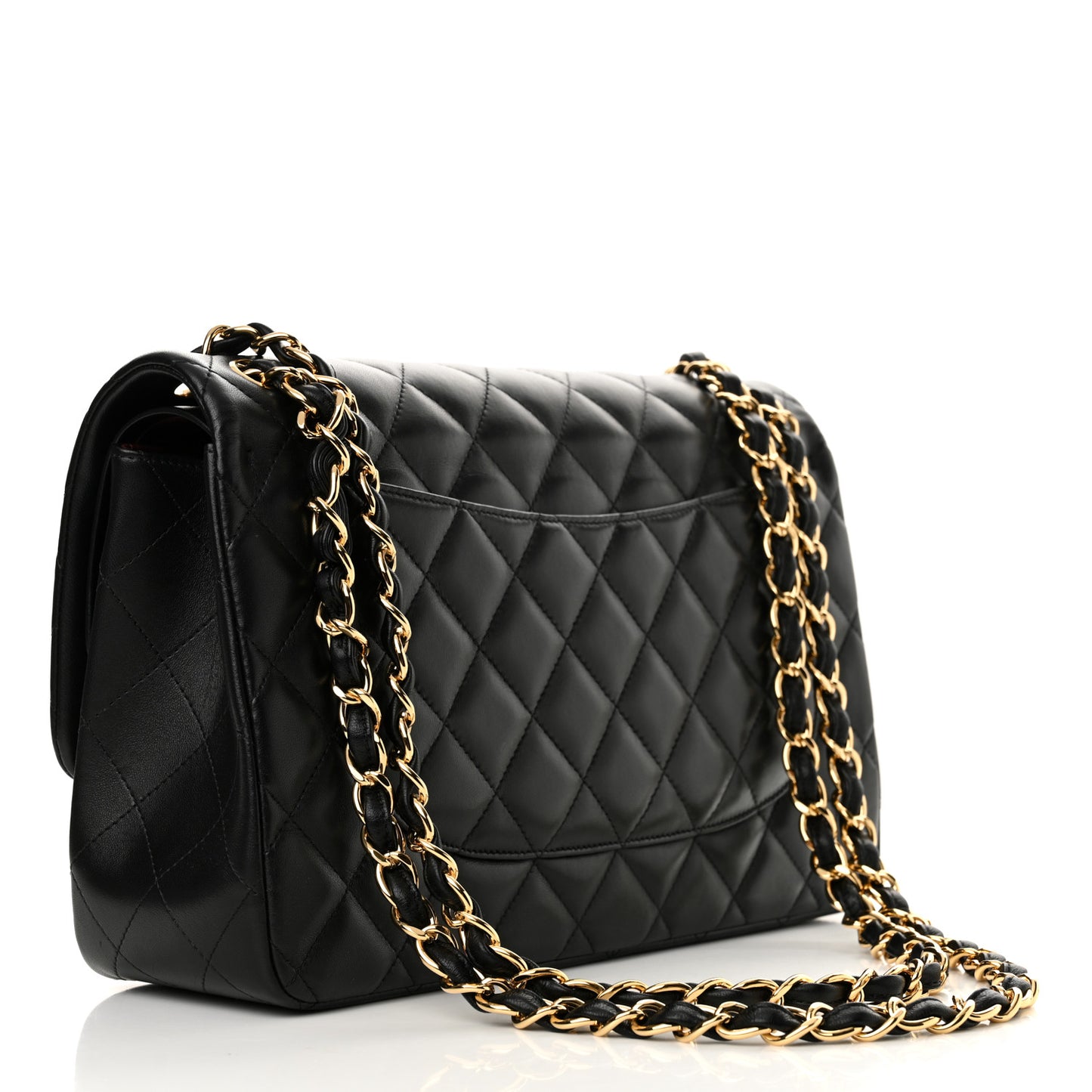 Lambskin Quilted Jumbo Double Flap Black