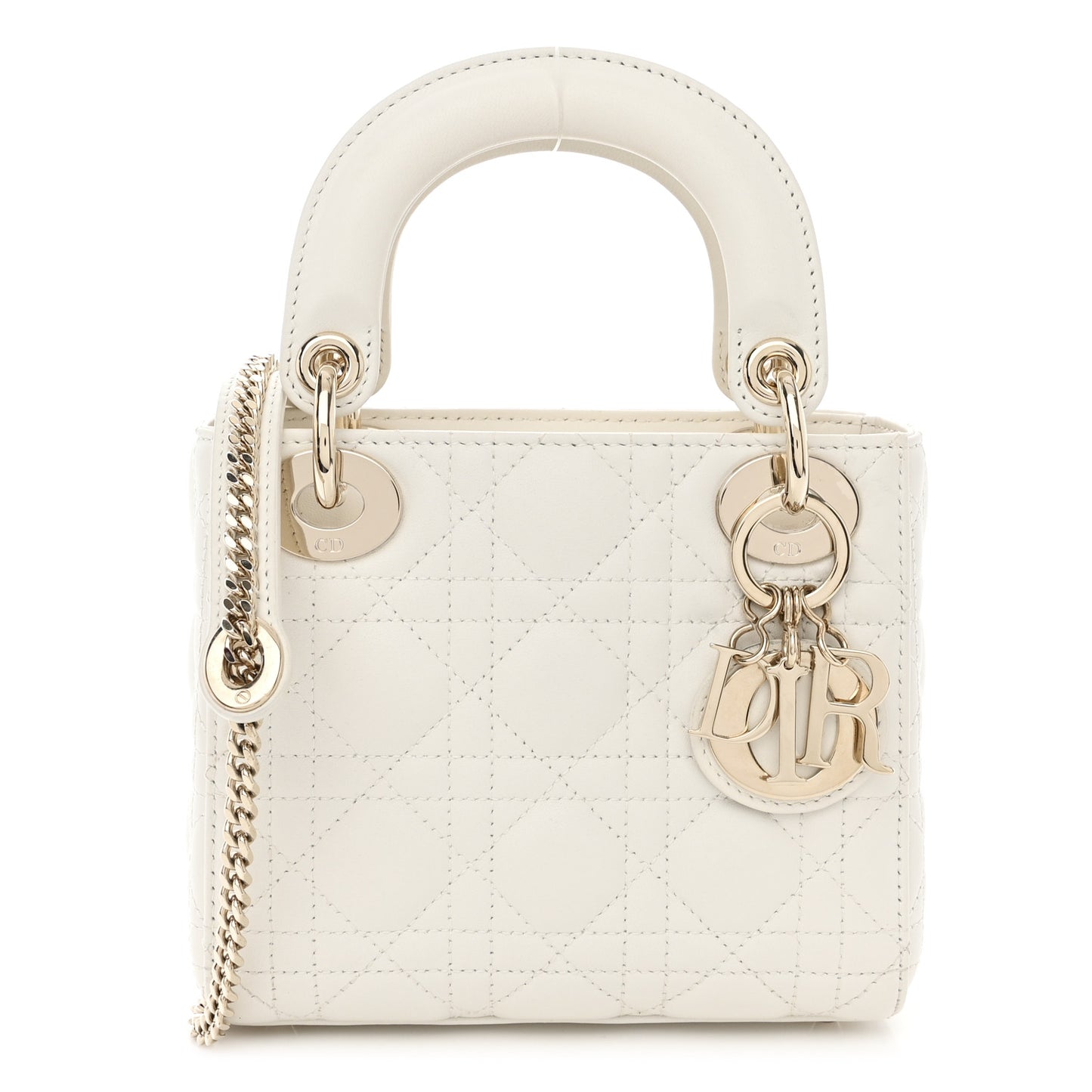 Lambskin Cannage Mini Lady Dior White