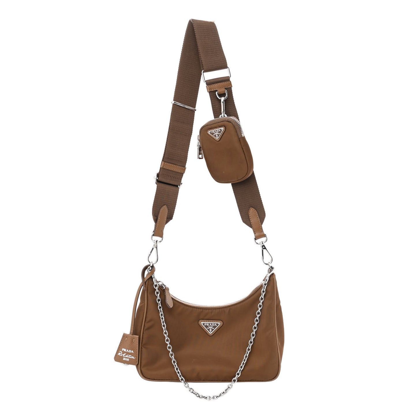 Tessuto Nylon Saffiano Re-Edition 2005 Shoulder Bag Cacao