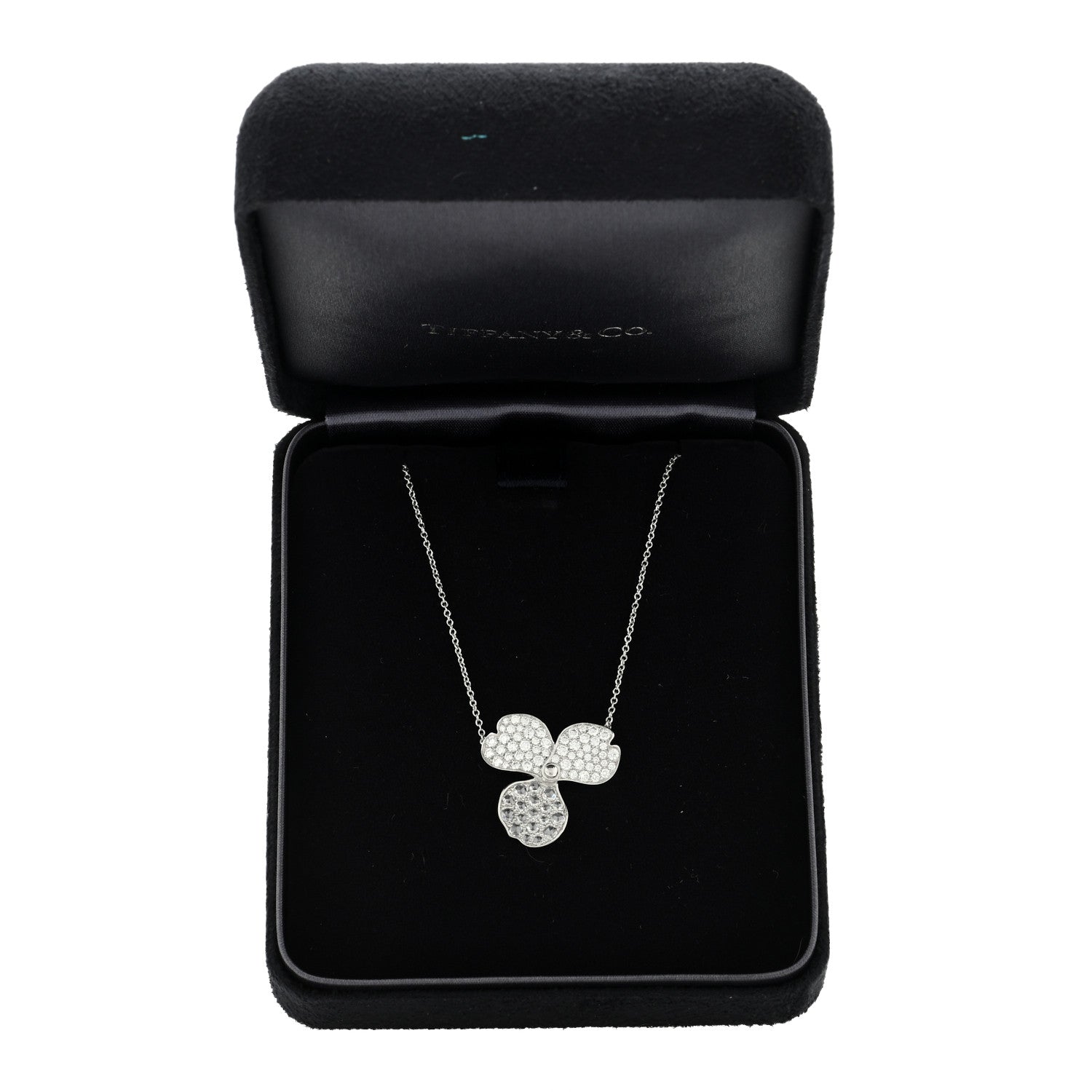 Tiffany Platinum Diamond Large Paper Flowers Pave Pendant Necklace 5 of 5