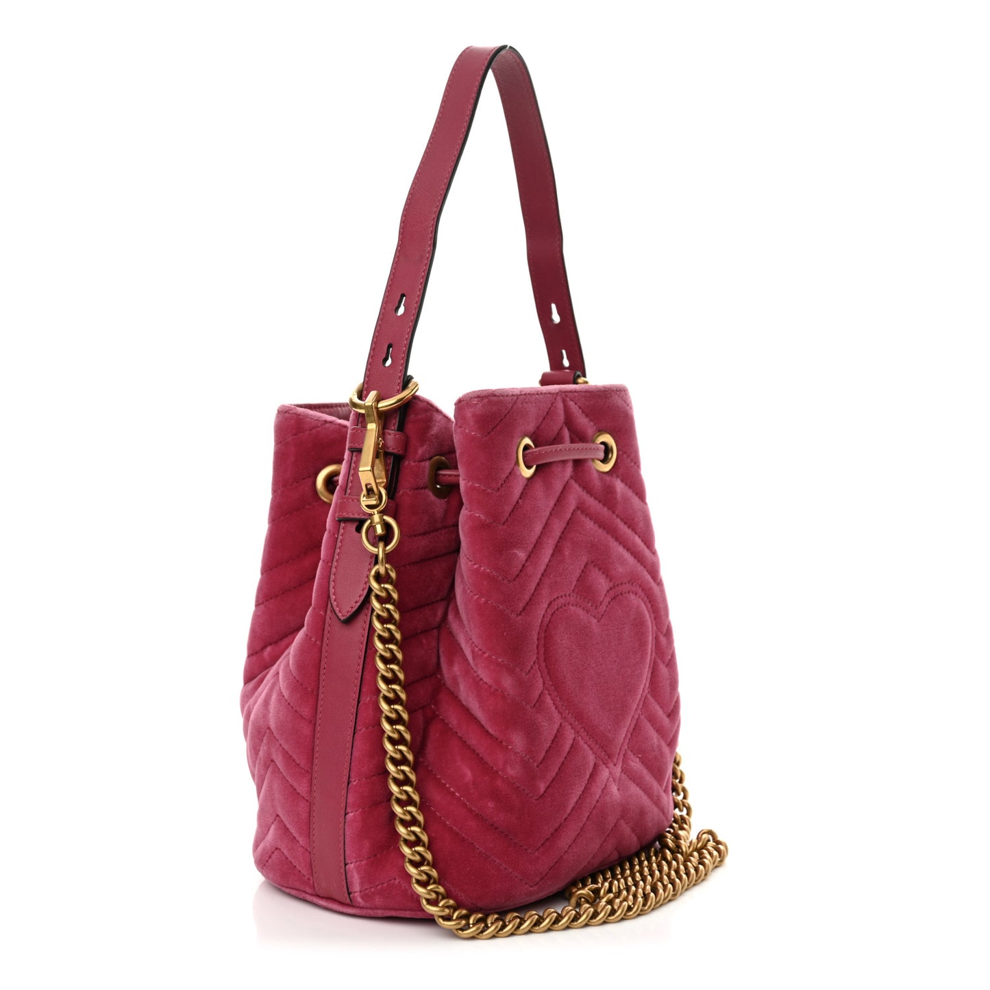 Velvet Matelasse GG Marmont Bucket Bag Light Raspberry Rose