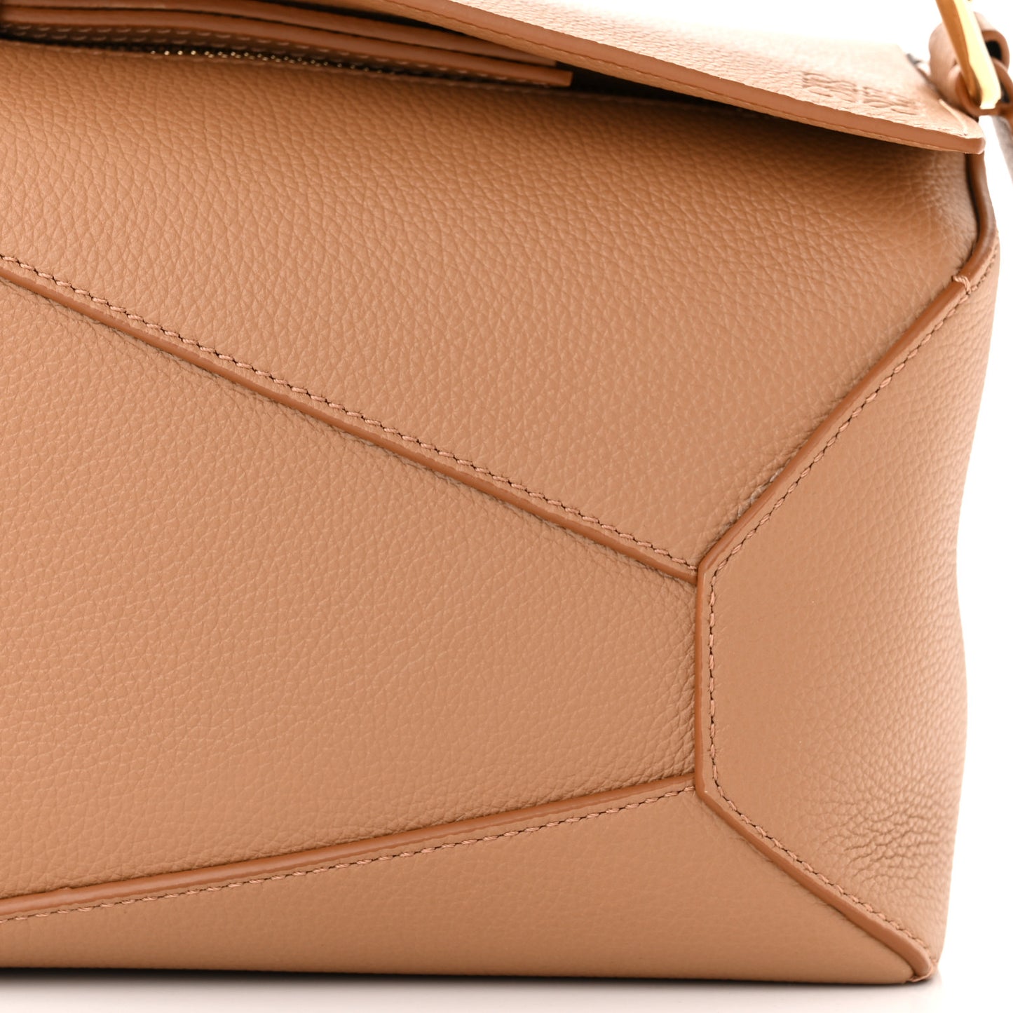 Soft Grained Small Puzzle Edge Bag Toffee