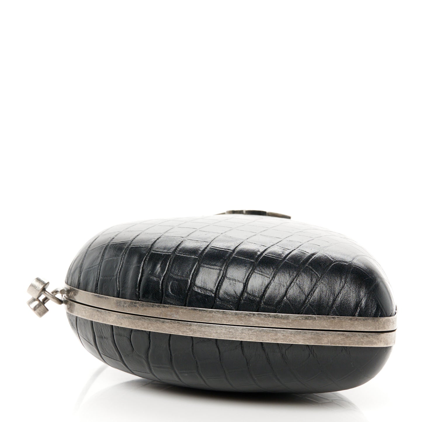 Calfskin Crocodile Embossed Monogram Love Box Bag Black