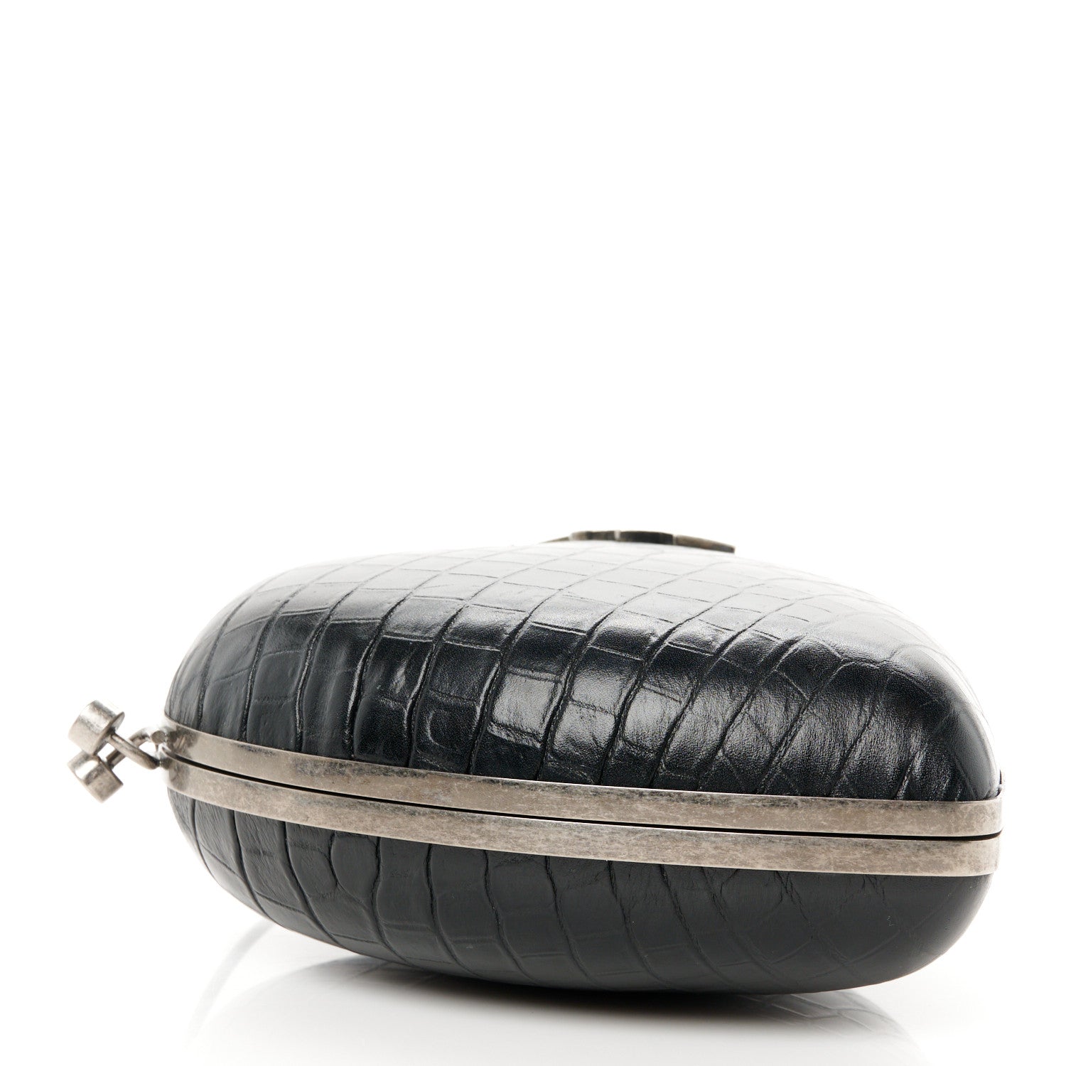 Saint Laurent Calfskin Crocodile Embossed Monogram Love Box Bag Black 4 of 9