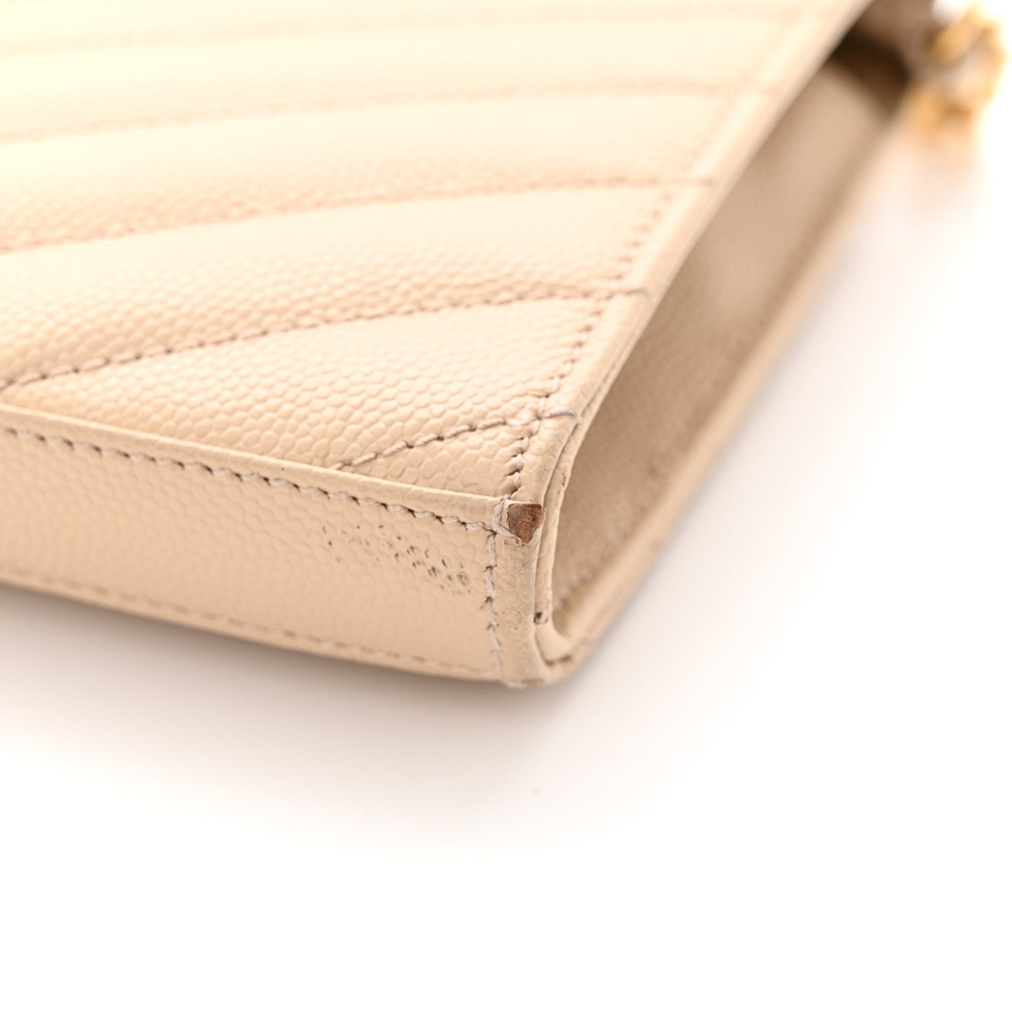 Grain De Poudre Matelasse Chevron Monogram Envelope Chain Wallet Nude Powder
