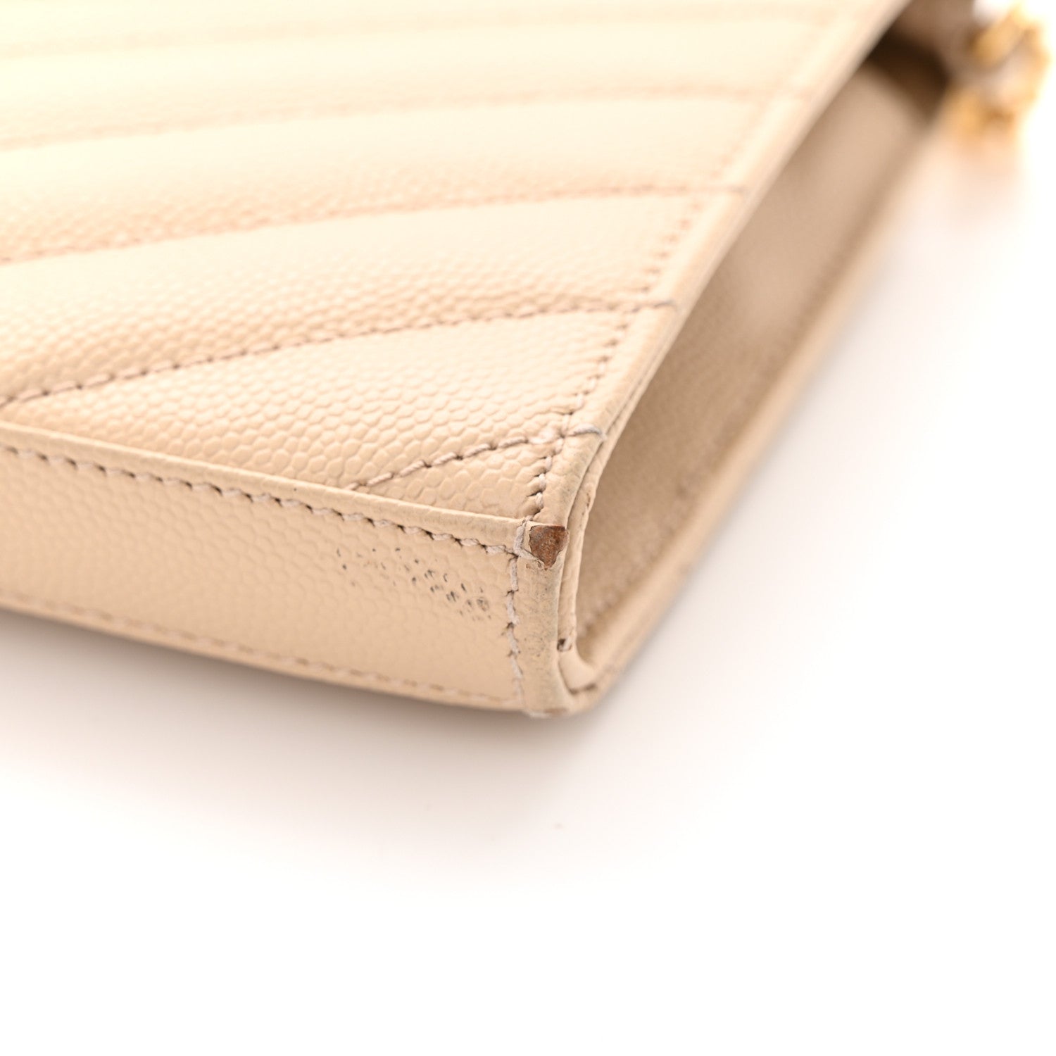Saint Laurent Grain De Poudre Matelasse Chevron Monogram Envelope Chain Wallet Nude Powder 15 of 15