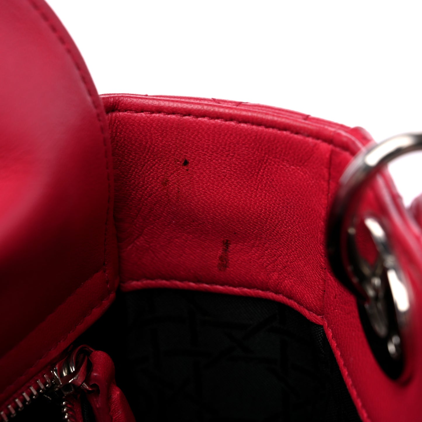 Lambskin Cannage Mini Lady Dior Fuchsia