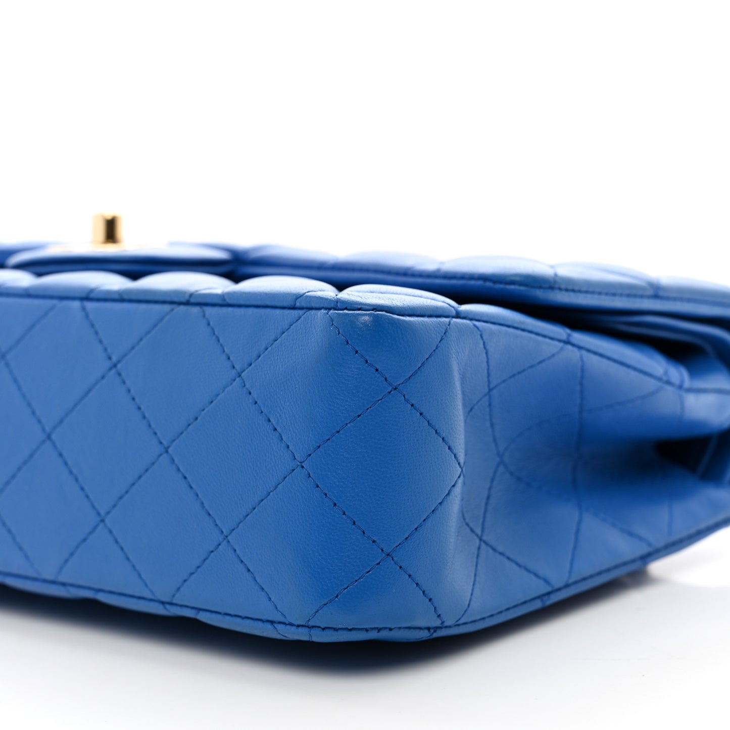 Lambskin Quilted Medium Double Flap Blue