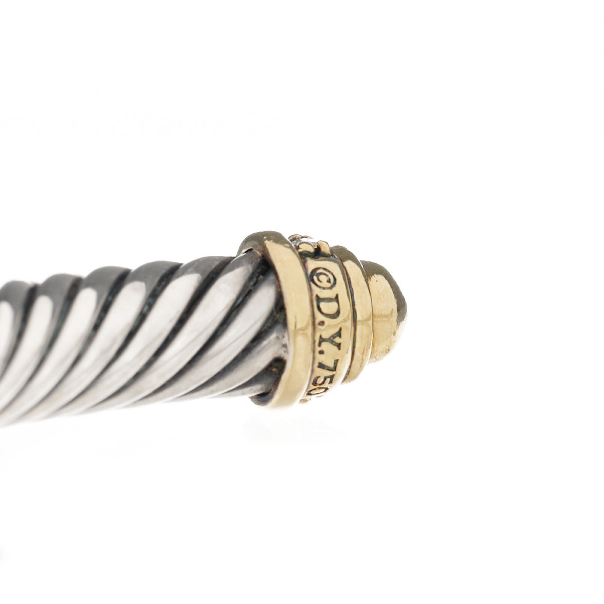 Sterling Silver 18K Yellow Gold Diamond 5mm Cable Classics Bracelet