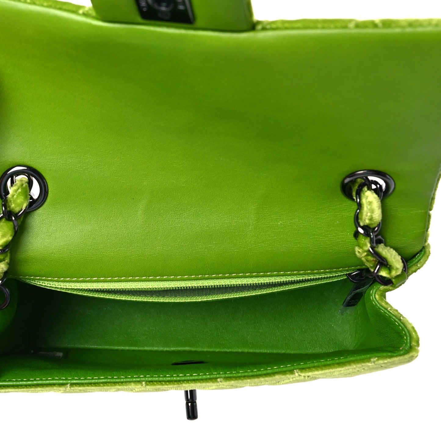 Velvet Quilted Mini Rectangular Flap Green