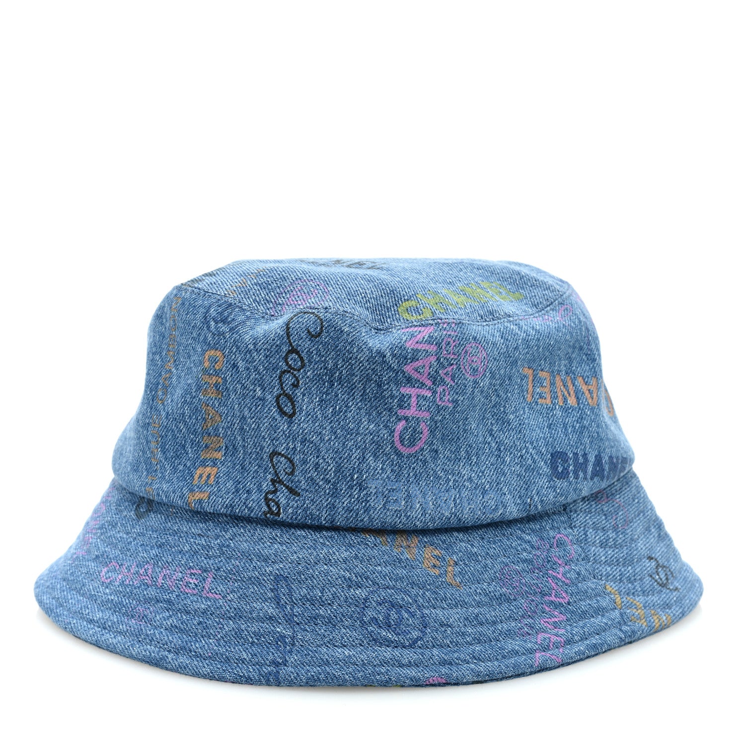 CHANEL Blue and Gray Denim Bucket Hat with Floral Design NEW Chanel Cloche Light Denim Bucket Hat – Spring/Summer  main image 3