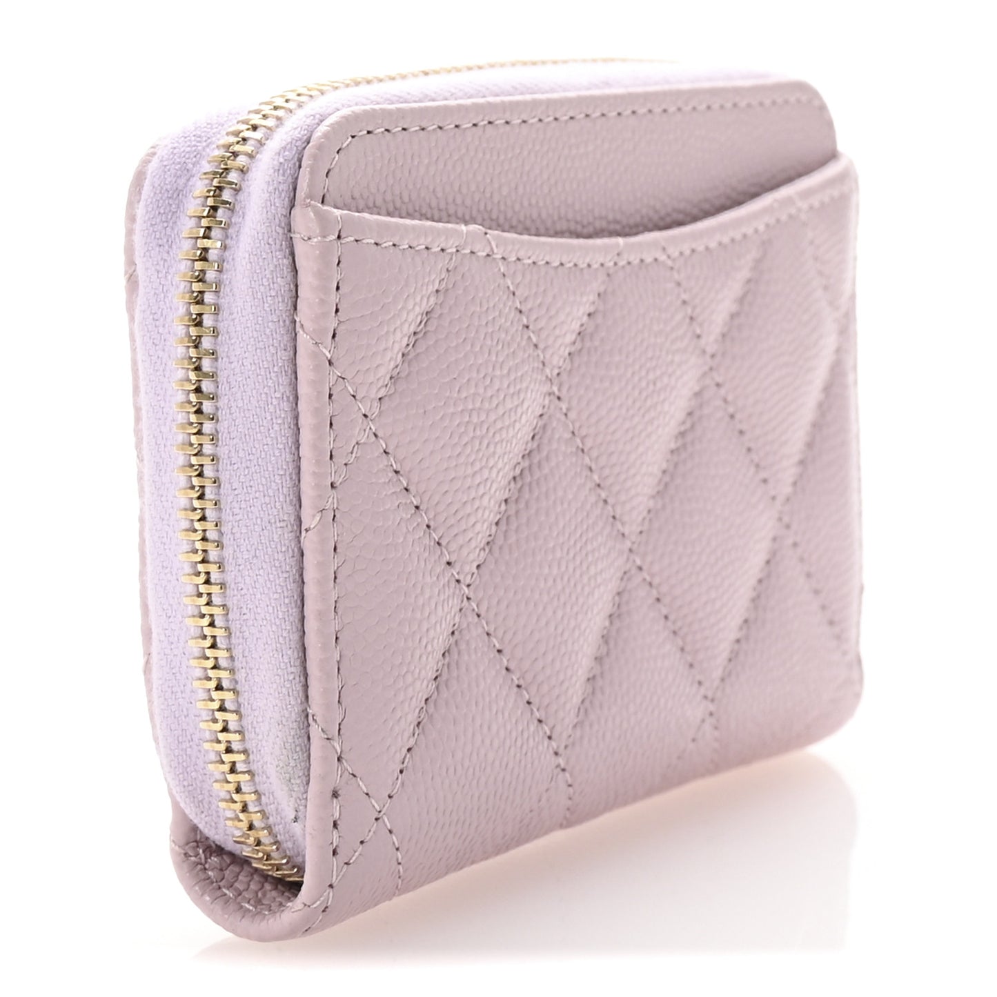 Caviar Quilted Zip Coin Purse Light Pink
