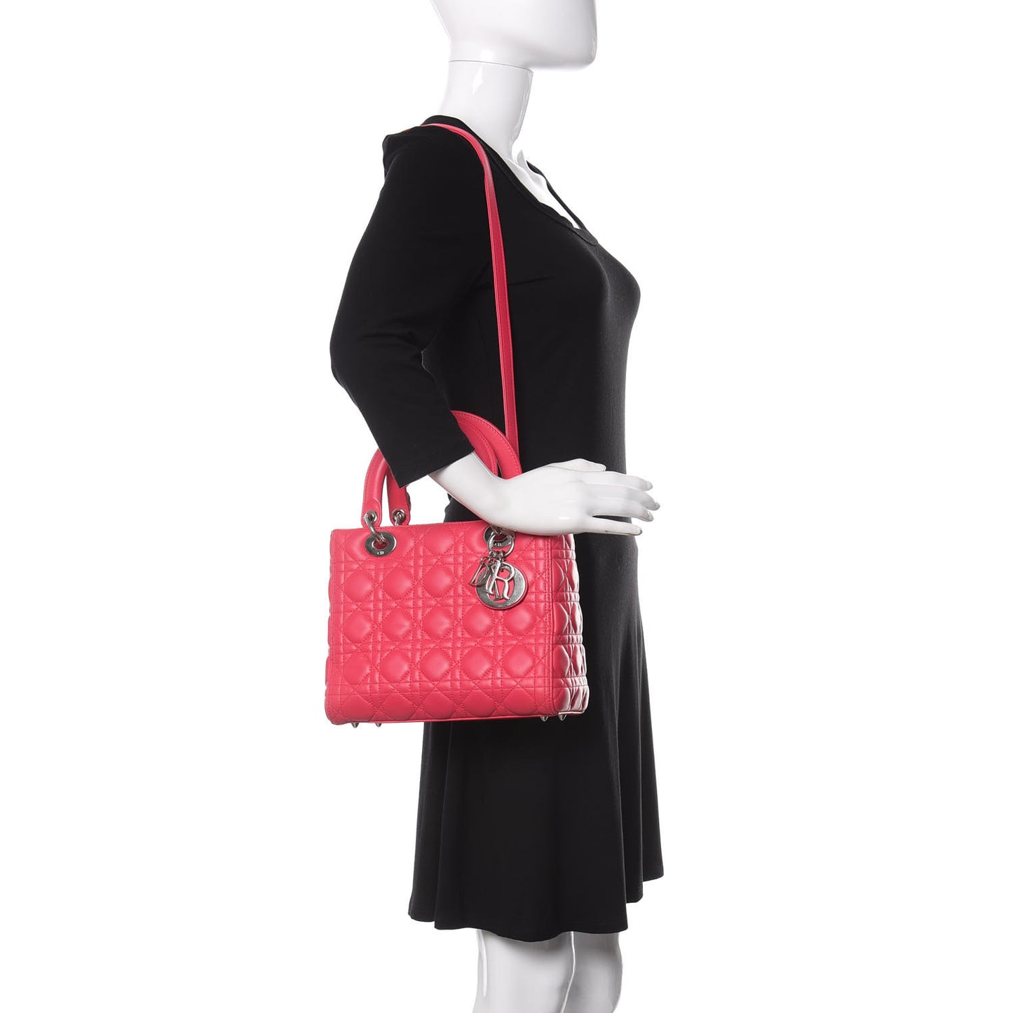 Lambskin Cannage Medium Lady Dior Pink
