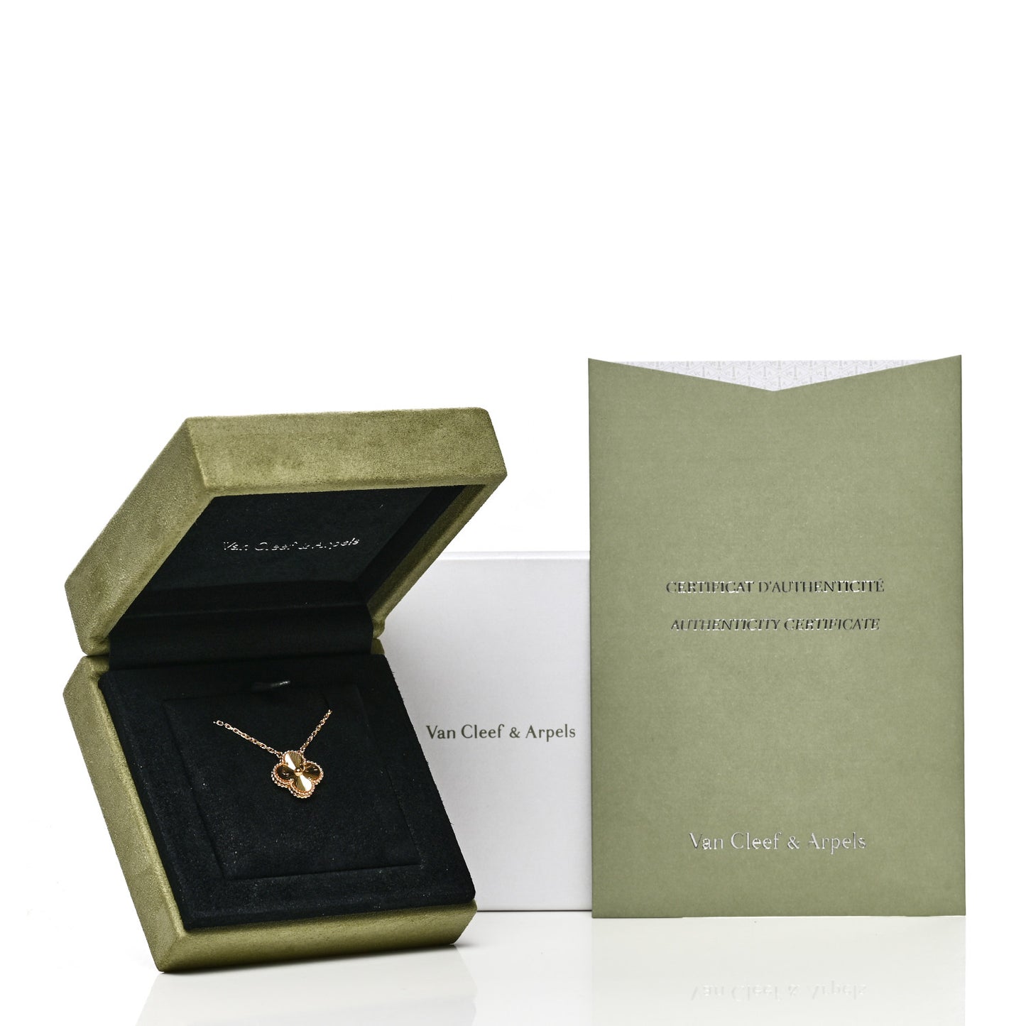 18K Yellow Gold Guilloche Vintage Alhambra Pendant Necklace