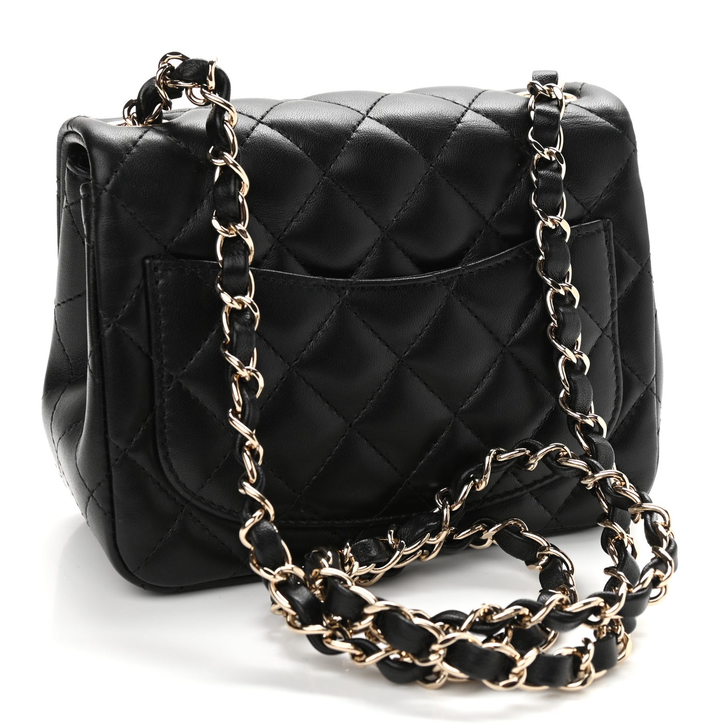 Lambskin Quilted Mini Square Flap Black