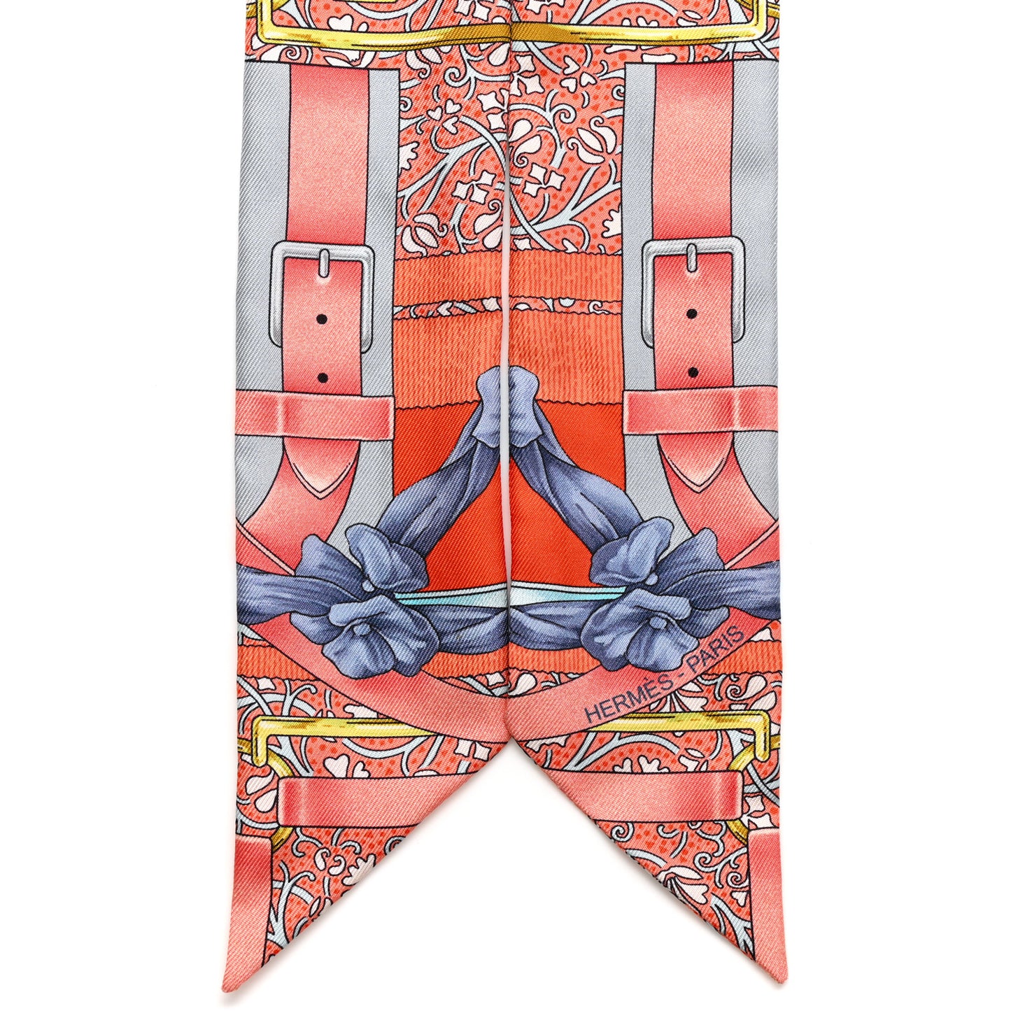 Silk Grand Manege Fleuri Twilly Orange Turquoise Gris