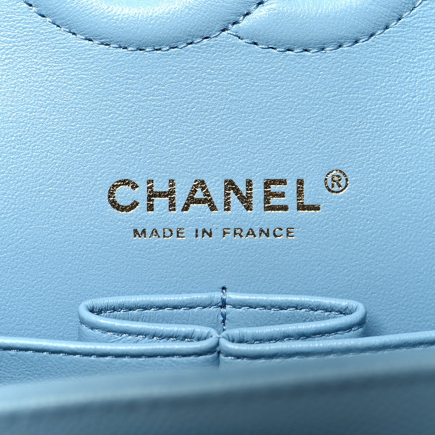 Caviar Quilted Medium Double Flap Light Blue