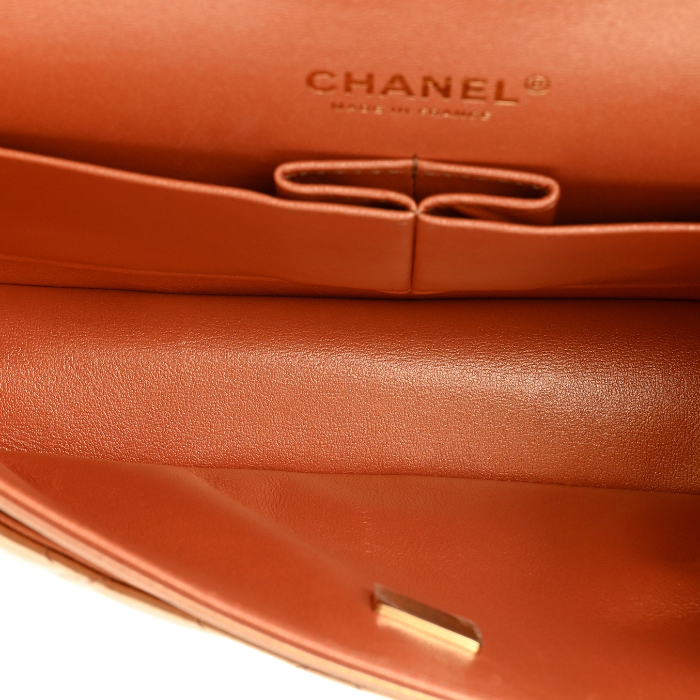 Metallic Lambskin Quilted Medium Double Flap Golden