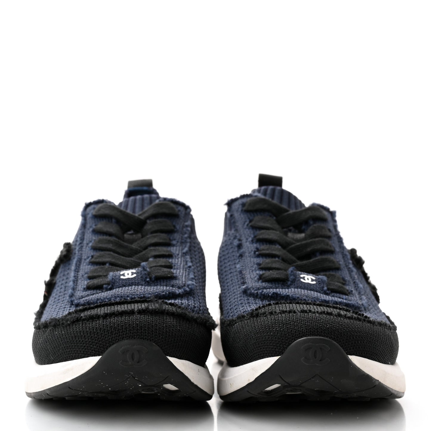 Fabric Logo Sneakers 37 Navy Black