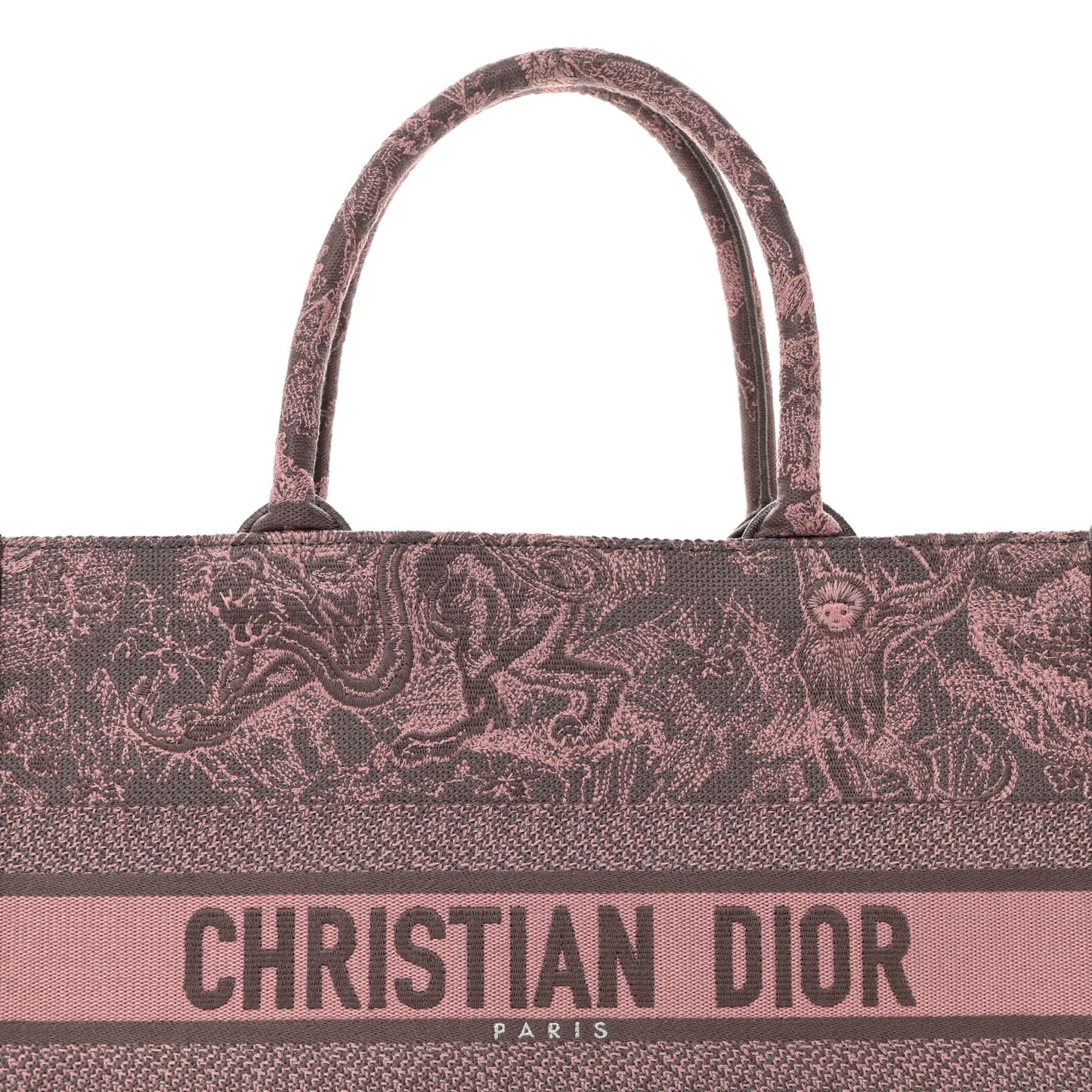 Canvas Embroidered Medium Dioriviera Toile De Jouy Book Tote Pink Grey